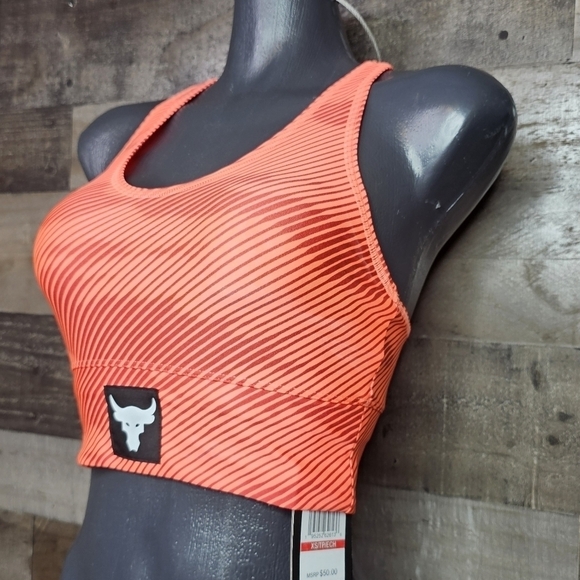 New Under Armour Project Rock HeatGeat Sports Bra Tangerine - XSmall - Picture 4 of 10